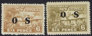 NEW GUINEA 1925 HUT OS 6D BOTH SHADES