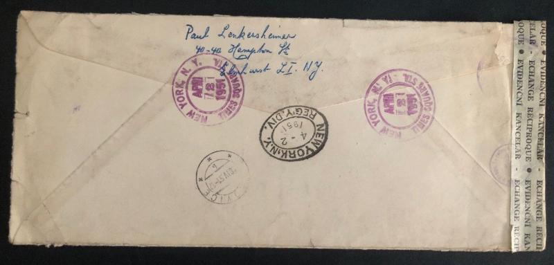 1951 USA Censored Airmail Cover To Klanovice Czechoslovakia