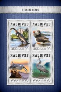 Maldives - 2018 Fishing Birds - 4 Stamp Sheet - MLD18413a