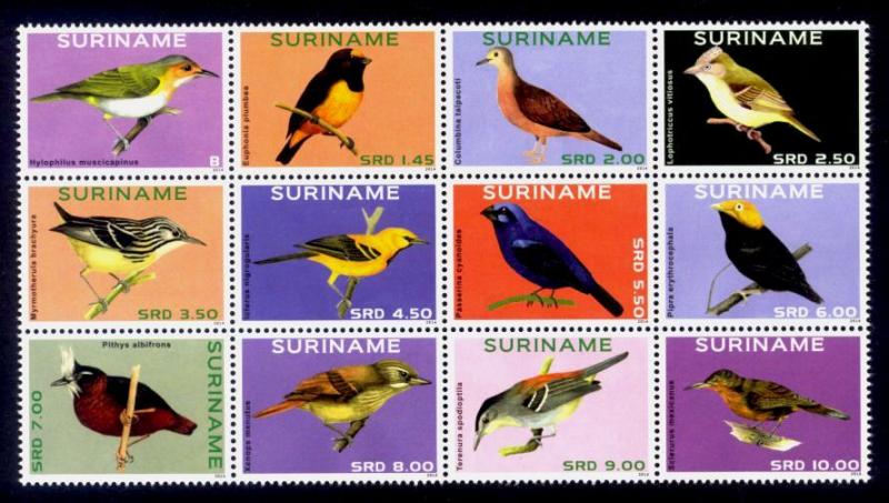 Suriname Sc# 1461 MNH Birds 2014 (Block of 12)