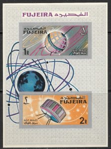 FUJEIRA 1966 SPACE Satellites IMPERF Souvenir Sheet Mi.BLK4B MNH