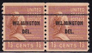 Precancel - Wilmington, DE PSS 840-61 Coil Pair - No Gum