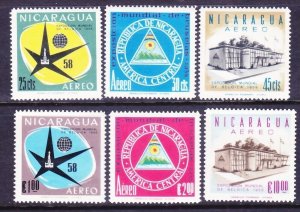 Nicaragua C404-09 MNH 1958 World's Fair Brussels Full Airmail Set Very Fine