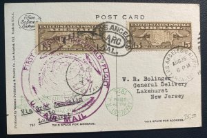 1929 USA LZ 127 Graf Zeppelin First Round Flight Postcard cover Goodrich Pony