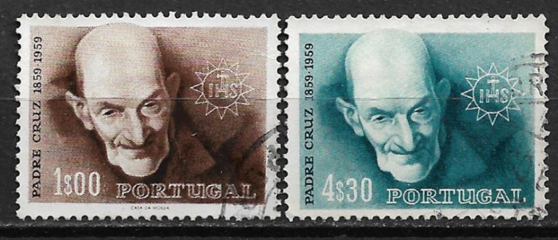 1960 Portugal 855-6 Padre Cruz, Father of the Poor C/S of 2 used SCV$6.50