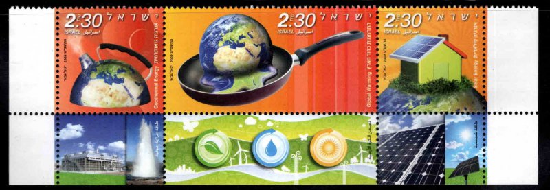 ISRAEL Scott 1778 MNH** Environmental Quality stamp strip with tabs