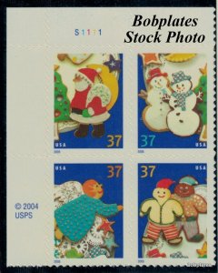 BOBPLATES #3949-52 Christmas Plate Block F-VF NH CV=$3.7 ~See Details for #s/Pos