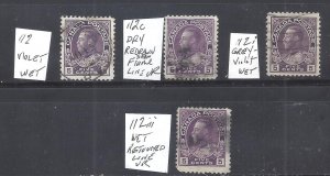 CANADA # 112/112iii USED 5c ADMIRAL VIOLET SHADES & PRINT VARIETIES BS27978