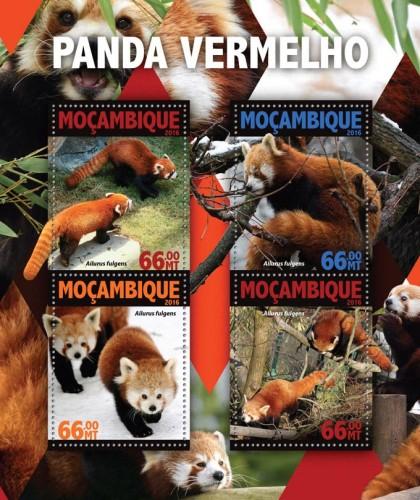 MOZAMBIQUE 2016 SHEET RED PANDA BEARS WILDLIFE