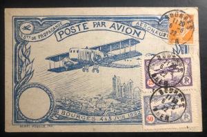 1922 Bourges France Early Airmail Picture Postcard Cover To Paris Air Fair