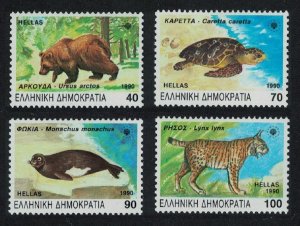 Greece Bear Turtle Seal Lynx Endangered Animals 4v 1990 MNH SG#1837-1840