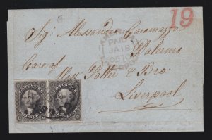 US 17 12c Washington Pair on Cover to Liverpool England VF-XF SCV $750