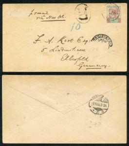 British Honduras SG68 25c opt Revenue (12 mm) on Registered COVER Cat 675 pounds