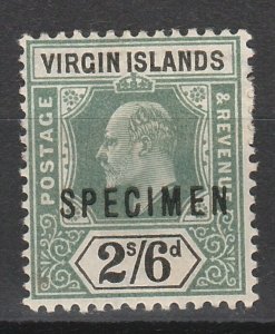 VIRGIN ISLANDS 1904 KEVII 2/6 SPECIMEN