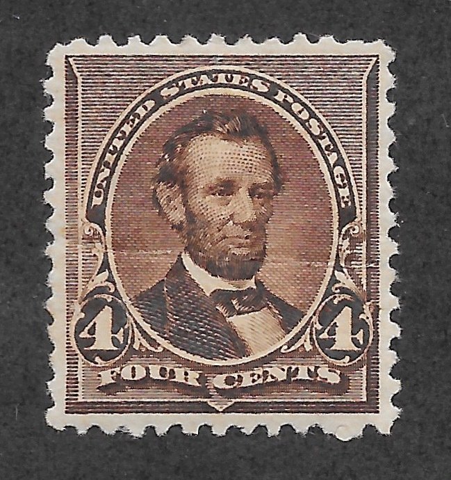 222 Unused, 4c. Lincoln,  Crease,  scv: $80, FREE INSURED SHIPPING