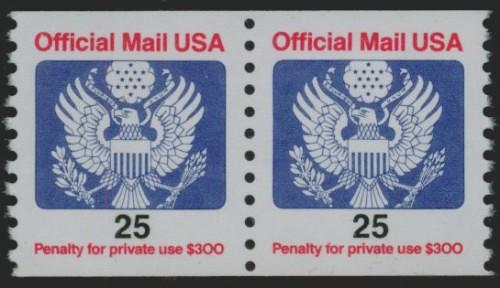 #O141  25c Official Coil Pair - MNH