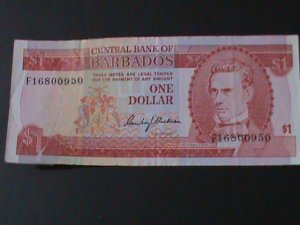 BARBADOS-1973-CENTRAL BANK $1 DOLLAR-LT..CIRULATED NOTE-WE SHIP TO WORLDWIDE