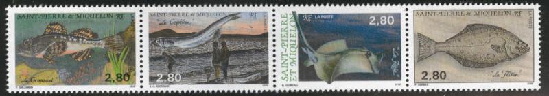 St. Pierre & Miquelon Scott 592 MNH** 1993 Fish strip CV$6