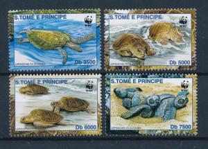 [53865] Sao Tome & Principe 2001 Marine life WWF Sea turtles MNH