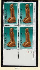 1989 Pre-Columbian America airmail 45c Sc C121 MNH plate block of 4 - Typical