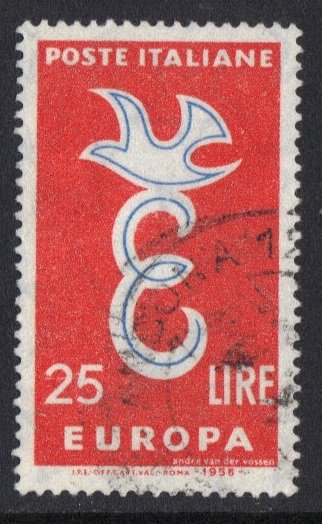 Italy  #750  used  1958   Europa 25 l