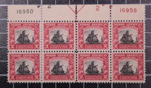 Scott 620 2 Cents Norse American MNH Plate Block Of 8 Nice SCV - $275.00