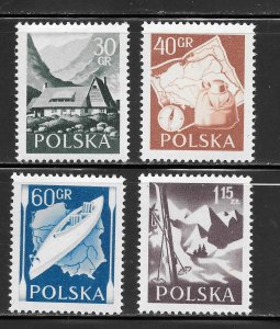 Poland Scott 729-32 Unused LHOG - 1956 Polish Tourism Industry - SCV $3.80