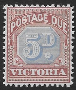 Australia - Victoria J-5 1890  5d  fine mint hinged