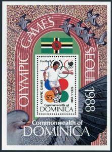 Dominica 1073,MNH.Michel 1085 Bl.127. Olympics Seoul-1988.Soccer.