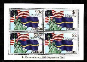 Nauru-Sc#496- id8-used sheet-Sept. 11-Remembrance-2002-