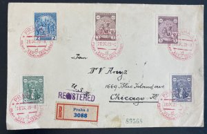 1929 Prague Czechoslovakia First Day Cover FDC To Chicago IL Usa St. Wenceslas