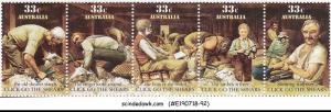 AUSTRALIA - 1986 CLICK GO THE SHEARS - SE-TENANT STRIP OF 5 MNH