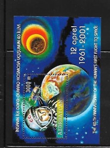 AZERBAIJAN Sc 722 NH ISSUE of 2001 - SOUVENIR SHEET - Space - Y.GAGARIN 