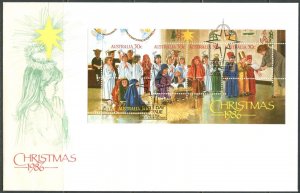 AUSTRALIA Sc#1008 1986 Christmas Souvenir Sheet on VF Unaddressed FDC