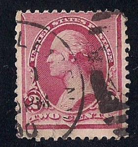 220 2 cent 1890 Washington, Carmine Stamp used AVG