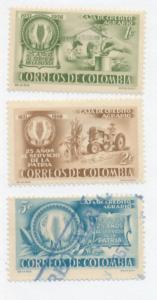 Colombia 1957  Scott 670 -672 (3) - agrarian Saving bank