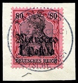 German Colonies, German Offices in Morocco #41 (Mi. 42) Cat€350, 1906 1p on...