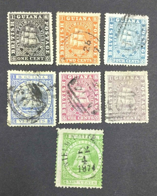 MOMEN: BRITISH GUIANA SG #106/114 1875-6 P15 1 NG(1c) / USED £576 LOT #63218