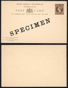 Gibraltar HG8 QV 1 1/2d Brown  Reply card  on buff  opt SPECIMEN