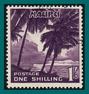 Nauru 1954 Palm Trees, 1s used  #45,SG54