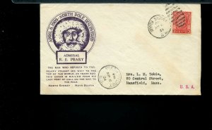 RE Perry commemorative cover 1934 North Sydney to USA,  Canada cover