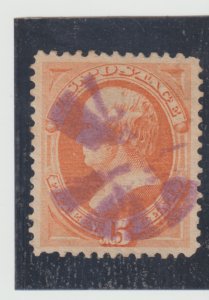 U.S. Scott #189 Used Jumbo Margins Purple  Fancy Cancel 15c Webster, XF