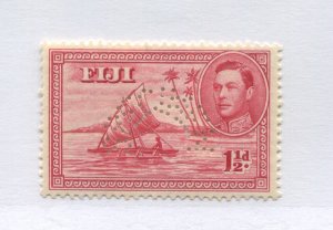 Fiji KGVI  1  1/2d Man in a Canoe  perforated SPECIMEN unmounted mint NH