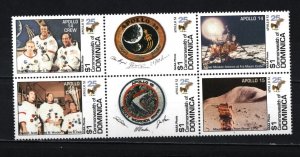 DOMINICA 1994 SPACE APOLLO MOON LANDING SHEET OF 6 STAMPS MNH