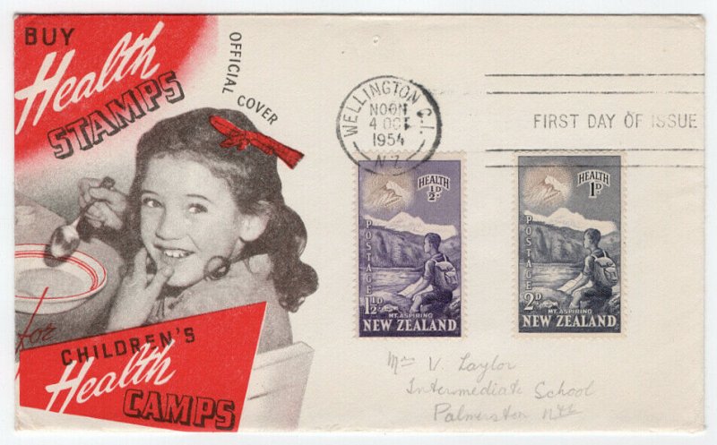 (I.B) New Zealand Postal : Health Stamps FDC (1954)