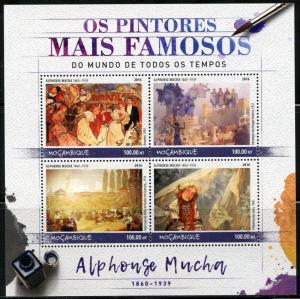 MOZAMBIQUE 2016 FAMOUS PAINTERS ALPHONSE MUCHA  SHEET MINT NH