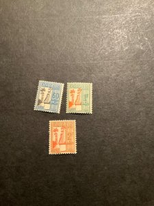 Stamps Guadeloupe Scott #j37a-c hinged