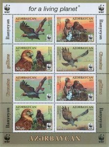 Azerbaijan 2011 WWF Eagles sheetlet MNH