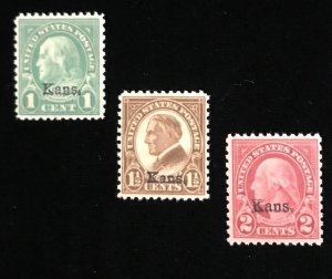 658, 659, 660 US, Kans Overprints, MNH, F/VF, set of 3