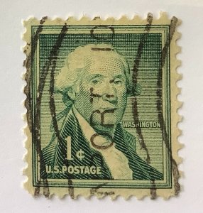 USA 1954 Scott 1031 used - 1c, George Washington, 1st President of the USA